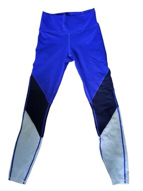 Fabletics High Waisted Leggins Blue-Navy Blue-White